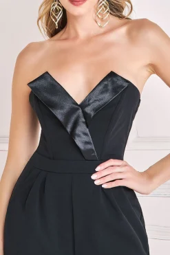 Women * Satin Collar Scuba Jumpsuit