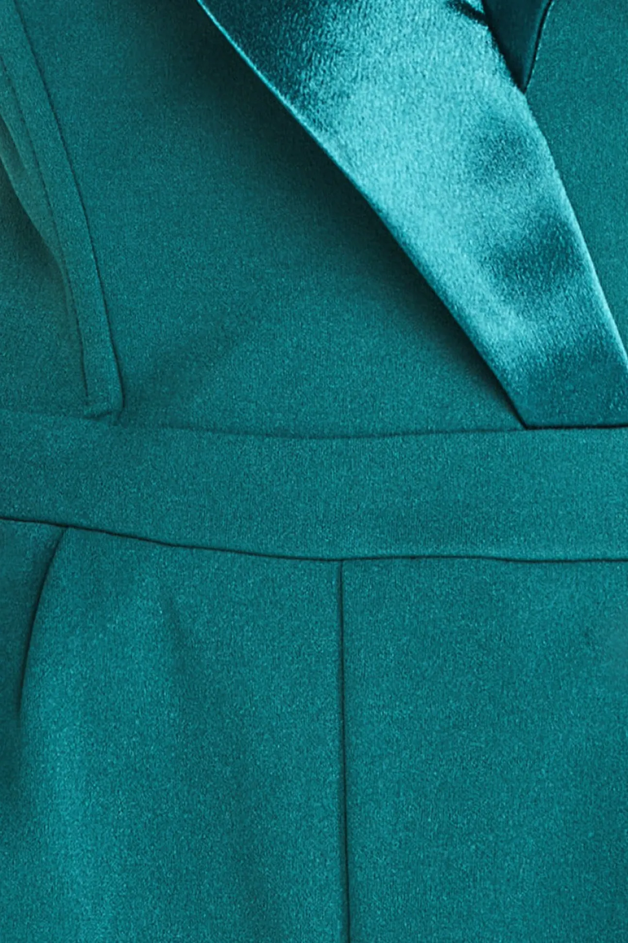 Women * Satin Collar Scuba Jumpsuit Green