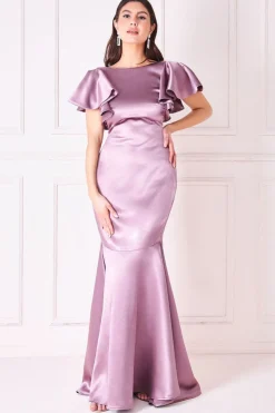 Women * Satin Flutter Sleeve Mermaid