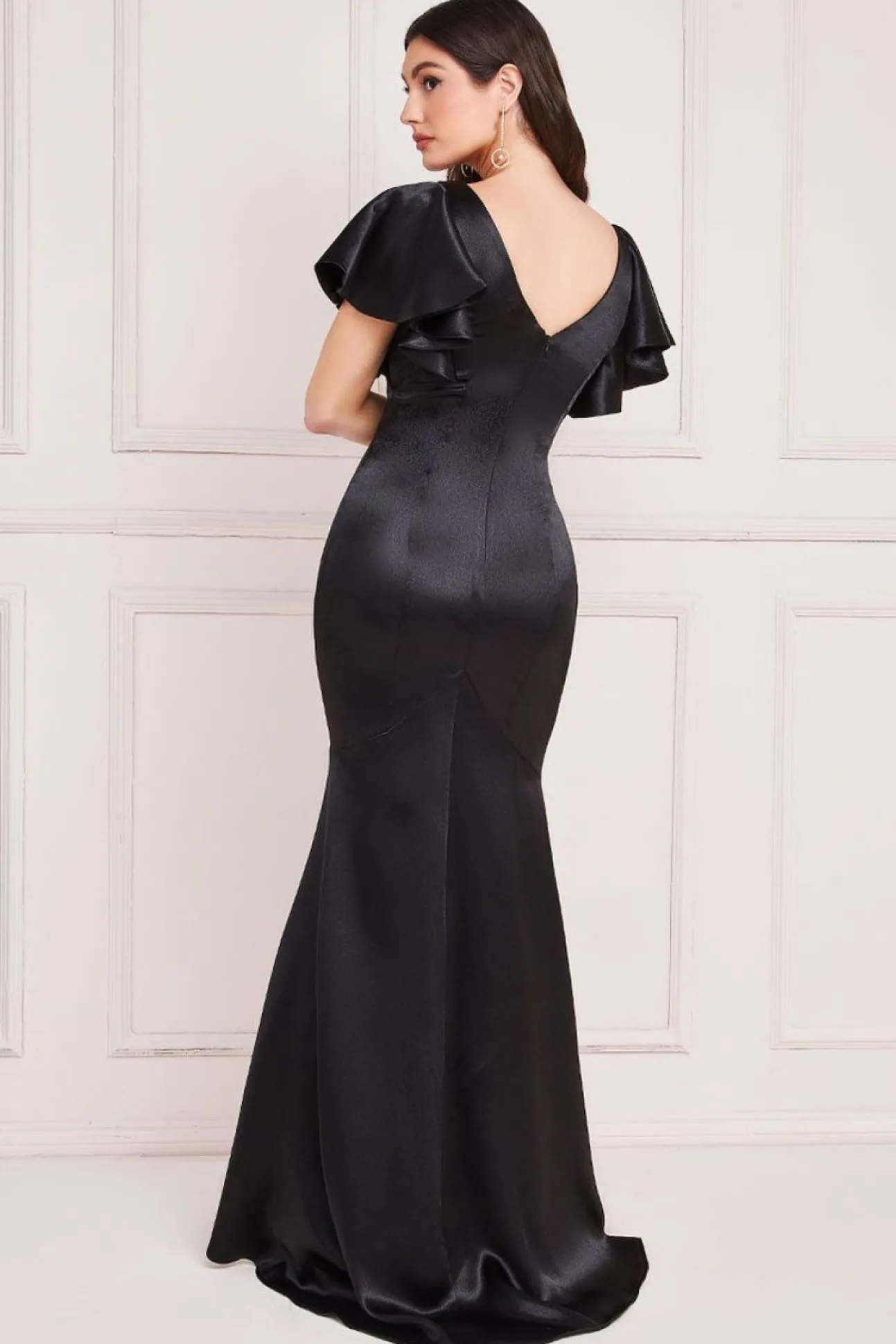 Women * Satin Flutter Sleeve Mermaid Maxi