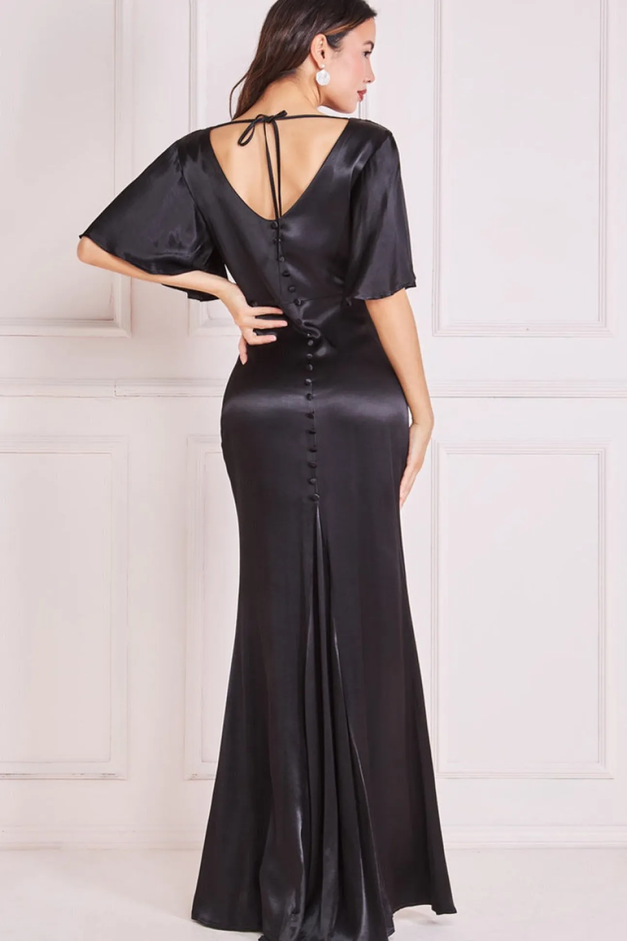 Women * Satin Viscose Cowl Neck Maxi With Train