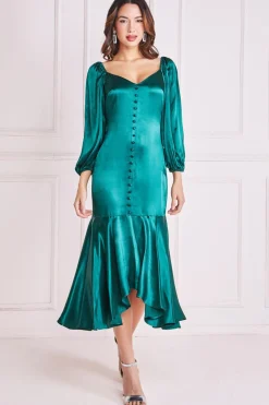 Women * Satin Viscose Front Buttoned Dipped Hem