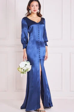 Women * Satin Viscose Front Split Maxi