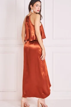 Women * Satin Viscose Front Wrap Midi