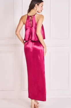Women * Satin Viscose Front Wrap Midi