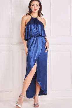 Women * Satin Viscose Front Wrap Midi Dress