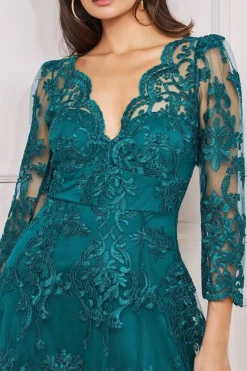 Women * Scalloped Lace Dipped Hem Midi Dress