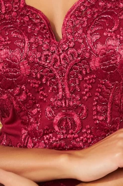 Women * Scalloped Neck Lace Midi Dress