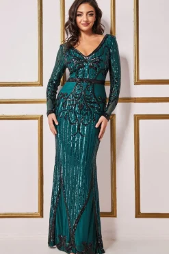 Women * Sequin & Mesh Embroidered Maxi