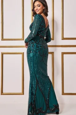 Women * Sequin & Mesh Embroidered Maxi