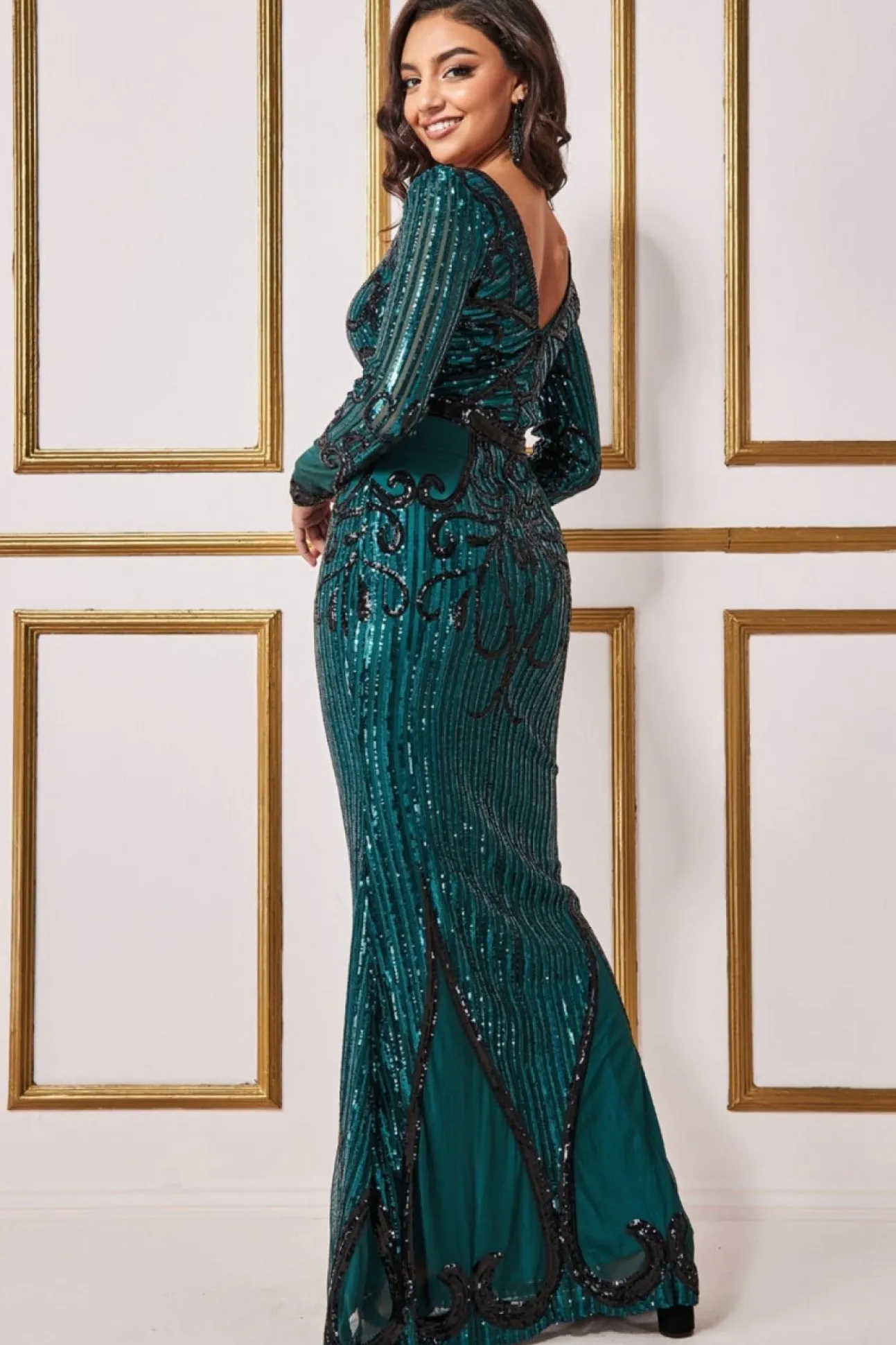 Women * Sequin & Mesh Embroidered Maxi