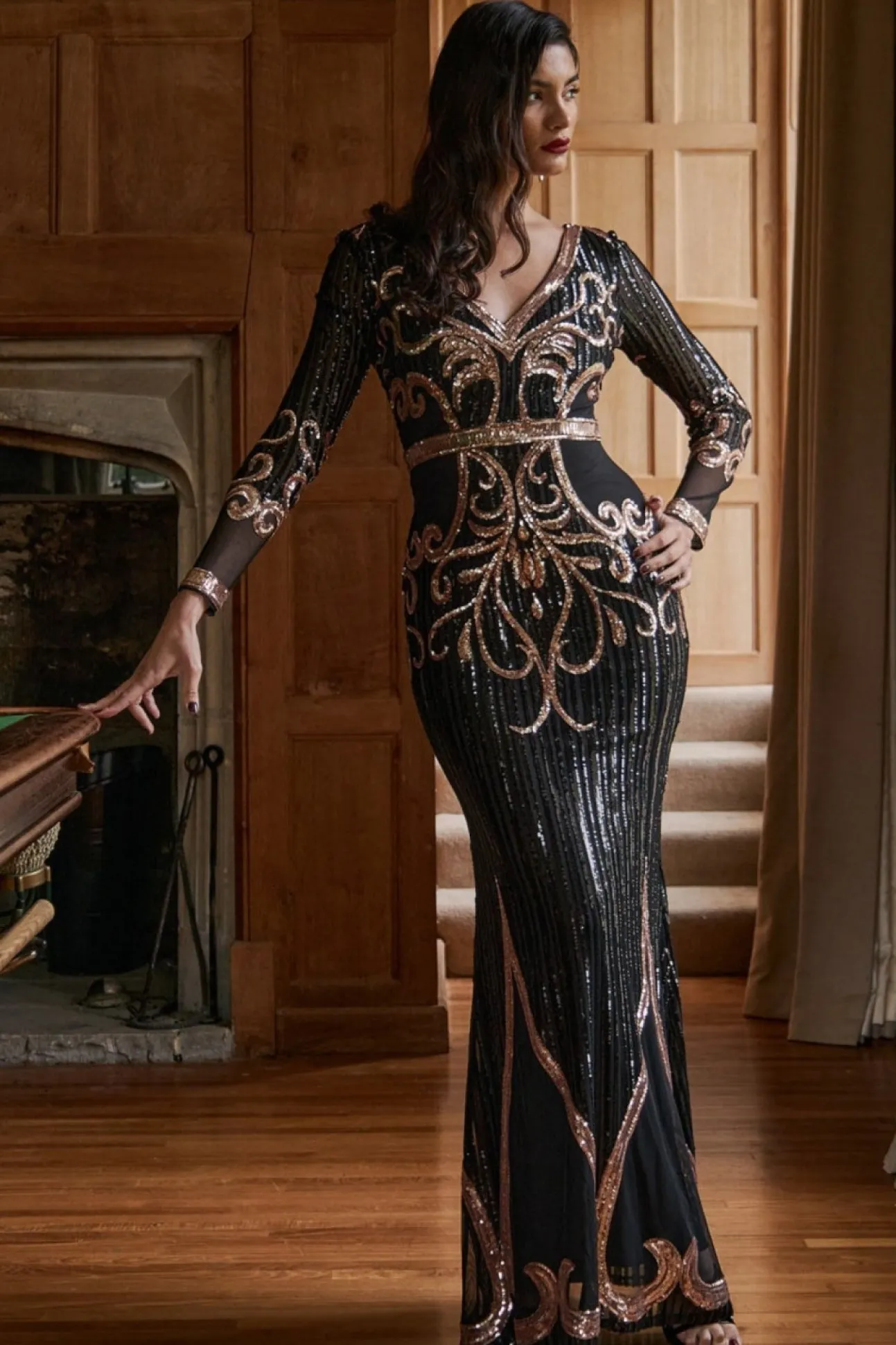 Women * Sequin & Mesh Embroidered Maxi