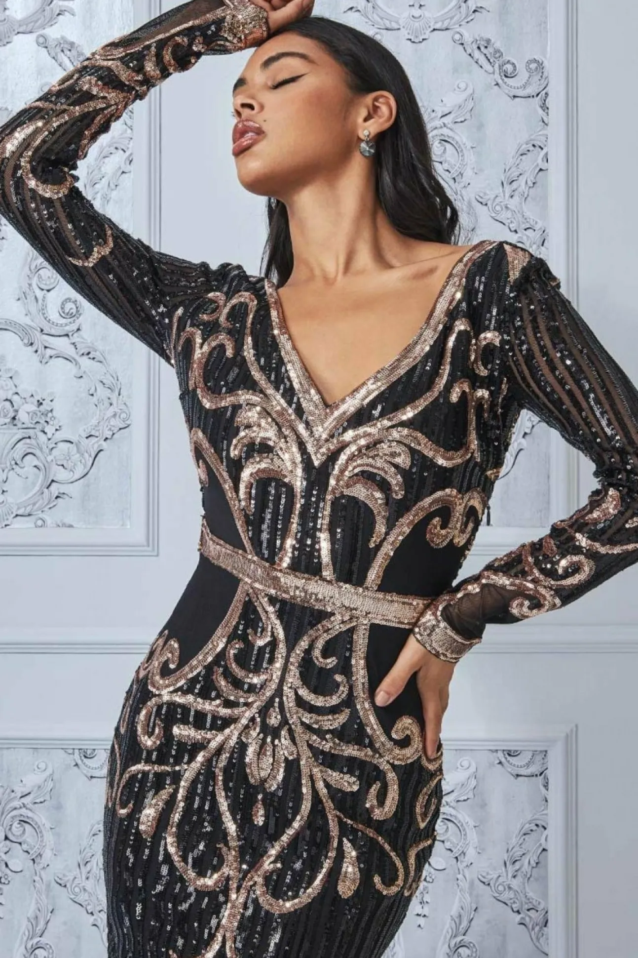 Women * Sequin & Mesh Embroidered Maxi