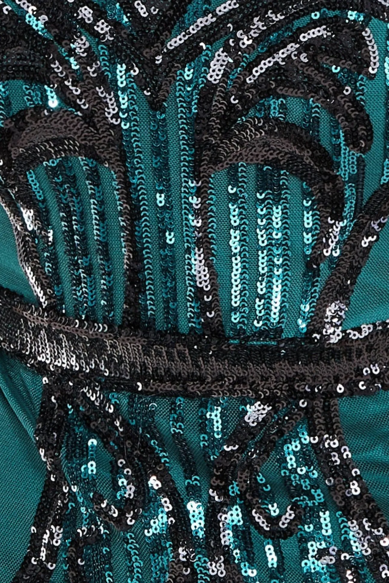 Women * Sequin & Mesh Embroidered Midi Green
