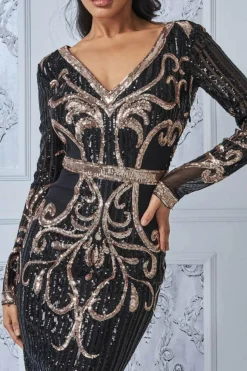 Women * Sequin & Mesh Embroidered Midi