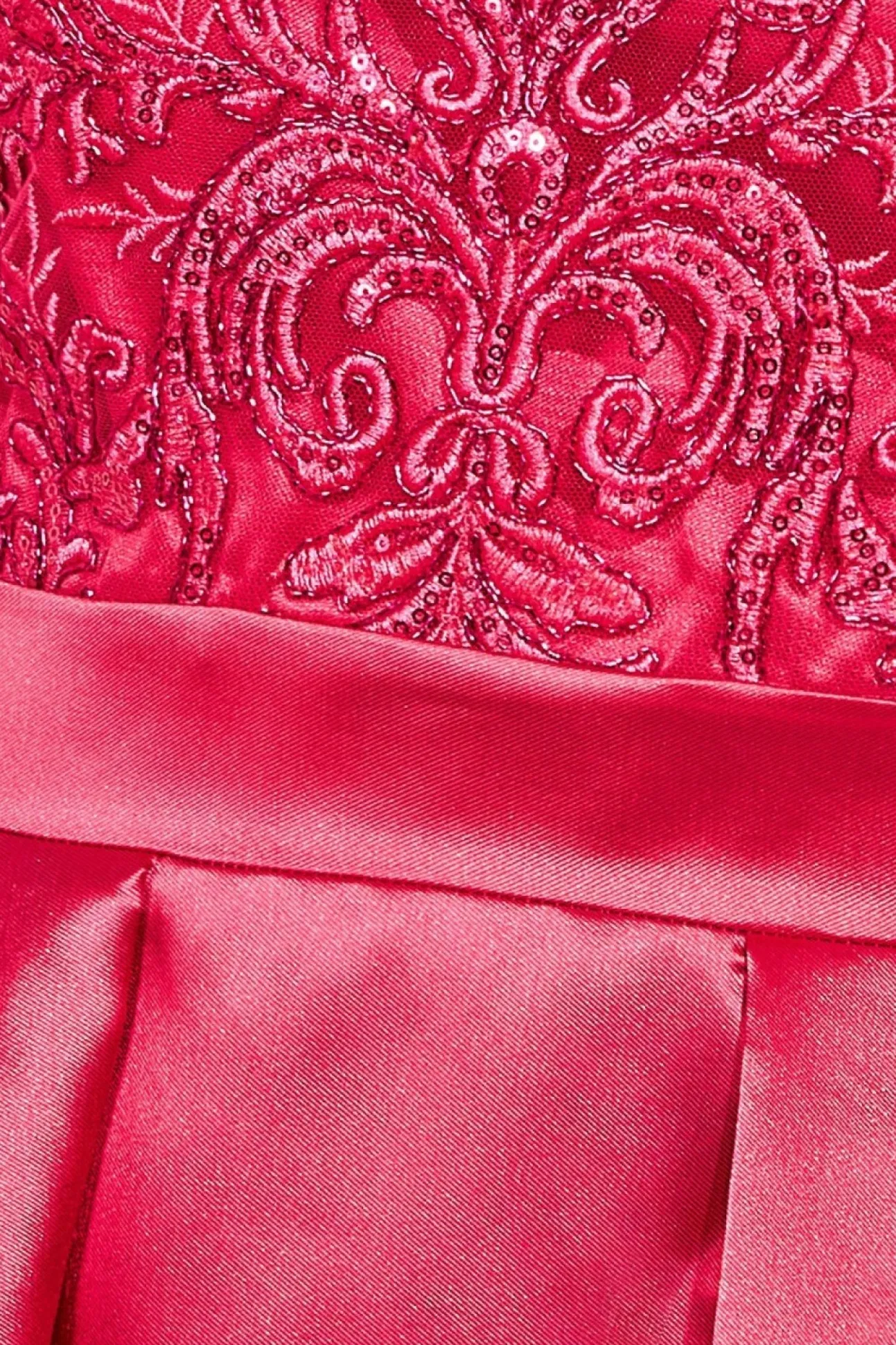 Women * Sequin & Satin Dipped Hem Midi - Hot Pink