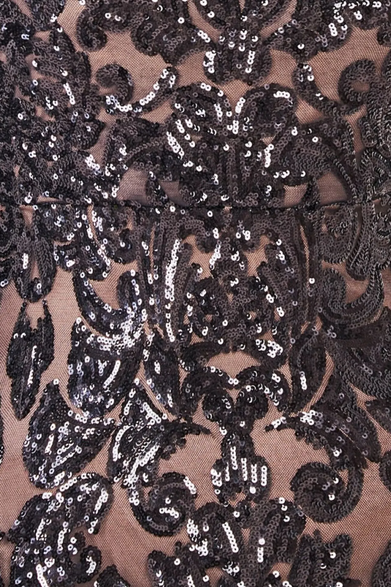 Women * Sequin High Neck Feather Cuff Maxi