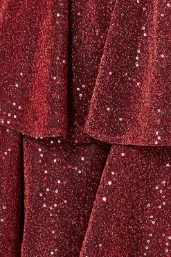 Women * Sequin Lurex Tiered Midi Dress