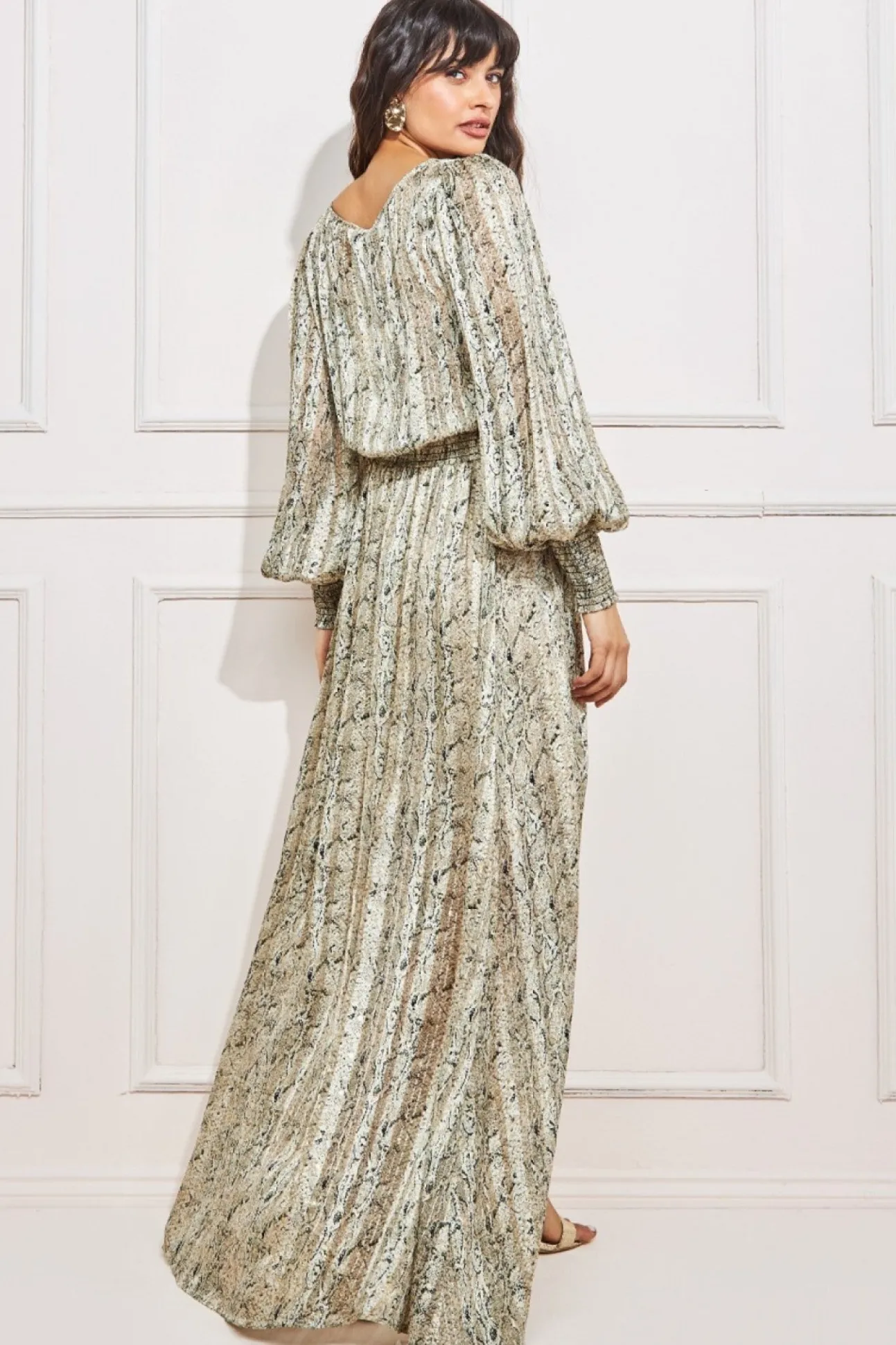 Women * Shirred Waist Chiffon Printed Maxi