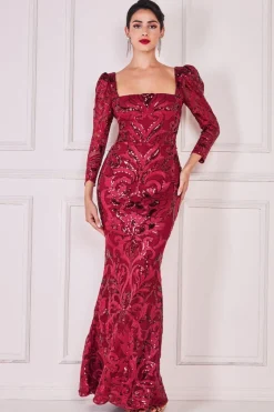 Women * Square Neck Scalloped Lace Maxi