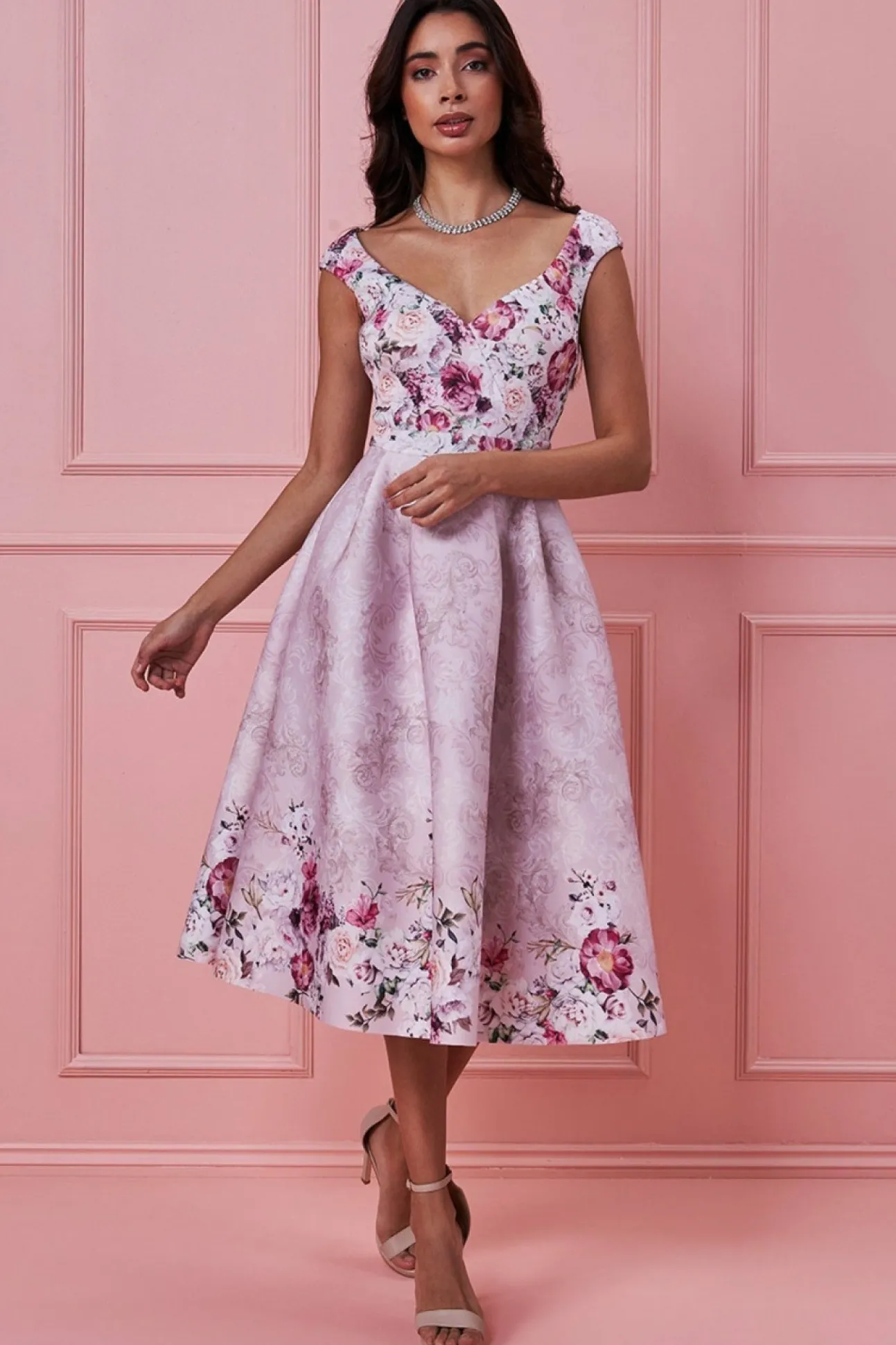Women * Sweetheart Floral Midi Dress