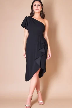 Women * Waterfall Sleeve Wrap Midi Dress