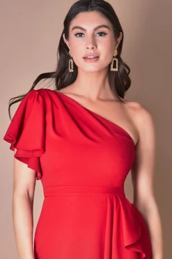 Women * Waterfall Sleeve Wrap Midi Dress