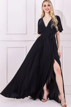 Women * Wrap Front Maxi With Flutter Sleeves