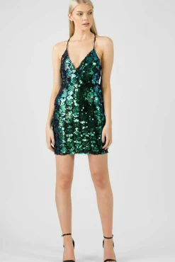 Women Aftershock London Mesh Sequin Wrap Dress