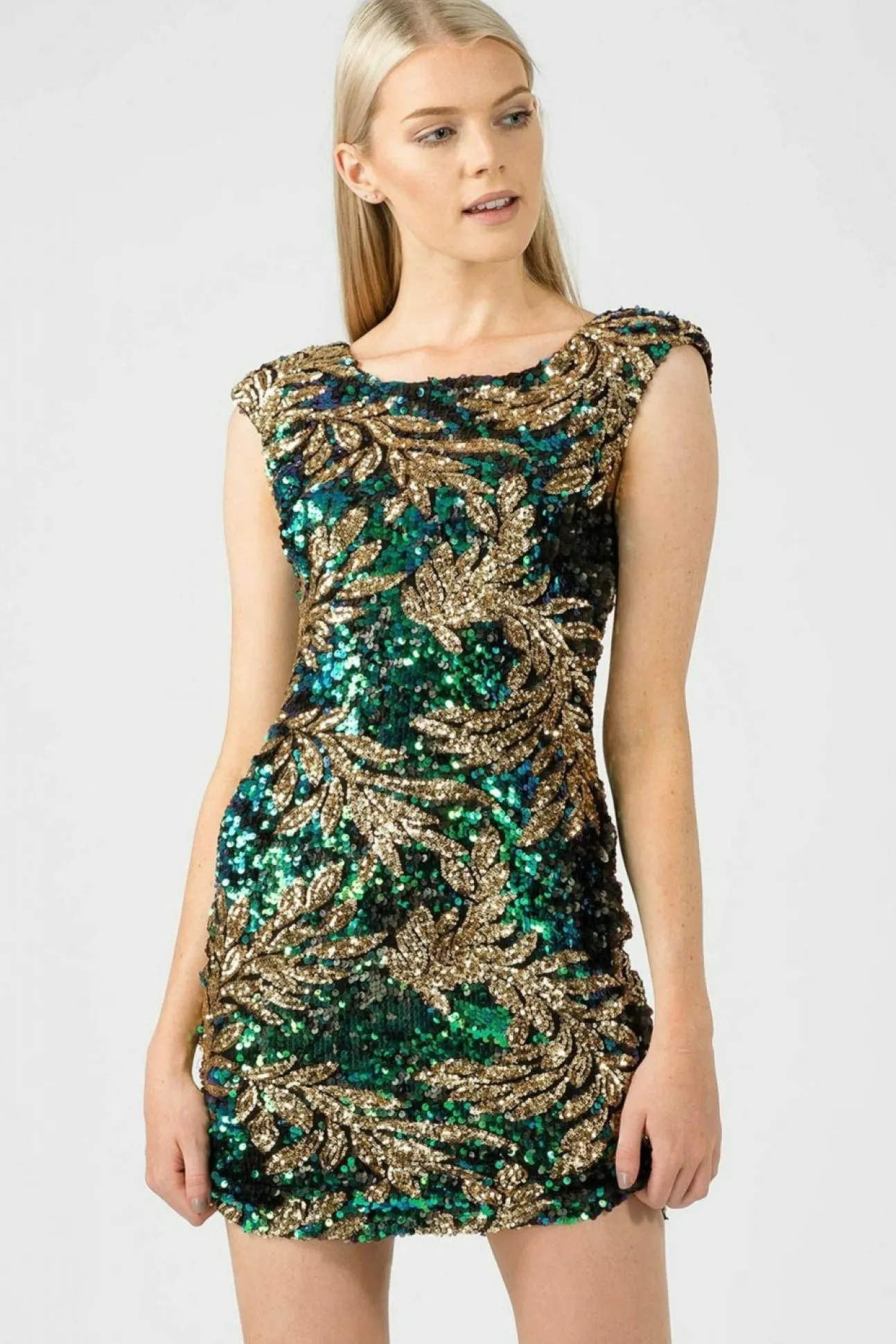 Women Aftershock London Sequin Leaf Bodycon Dress