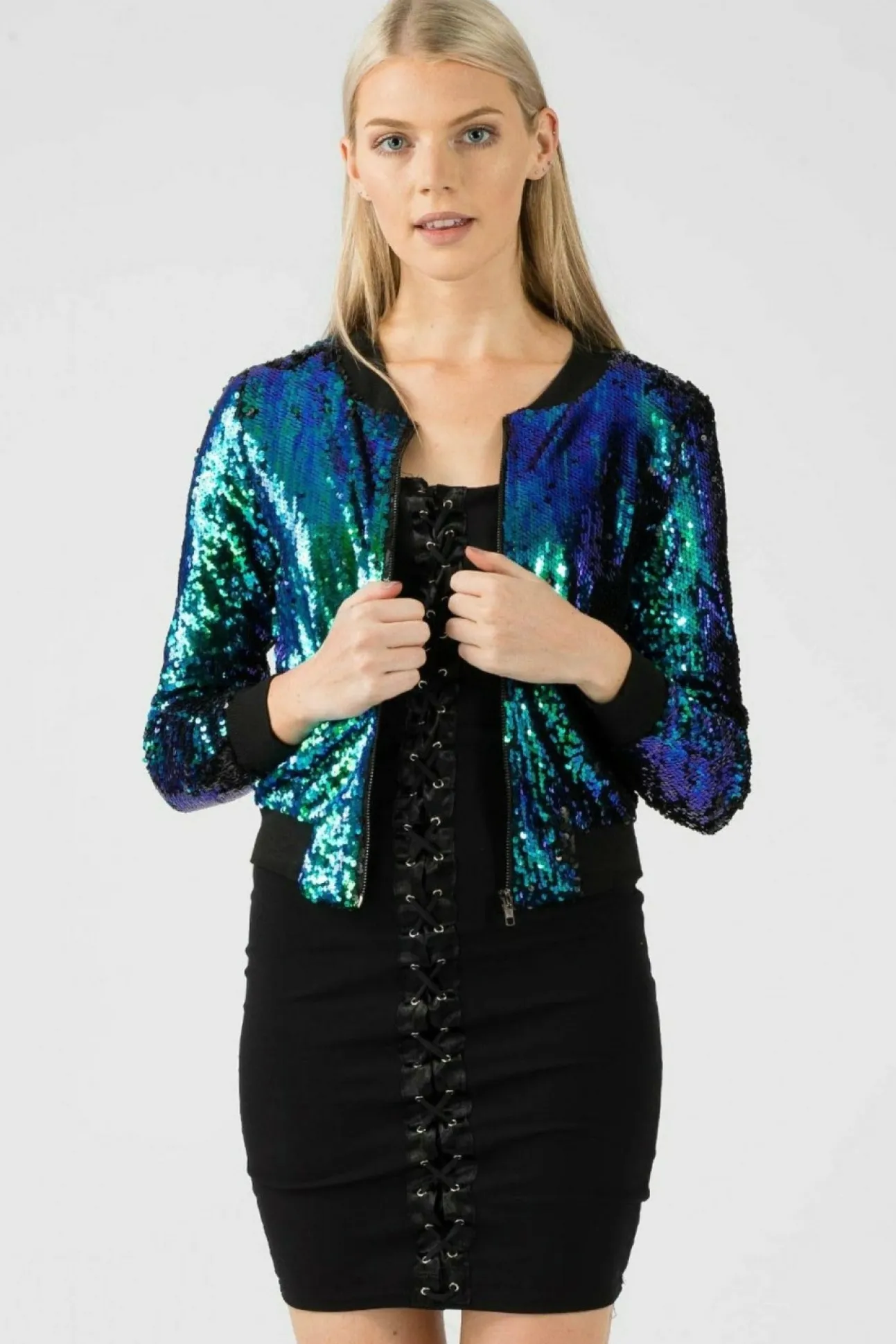 Women Aftershock London Sequin Bomber Jacket