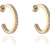 Women Cachet London Saga Large Hoop Earrings 18Ct Pleated