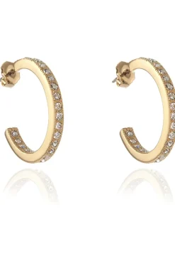 Women Cachet London Saga Large Hoop Earrings 18Ct Pleated