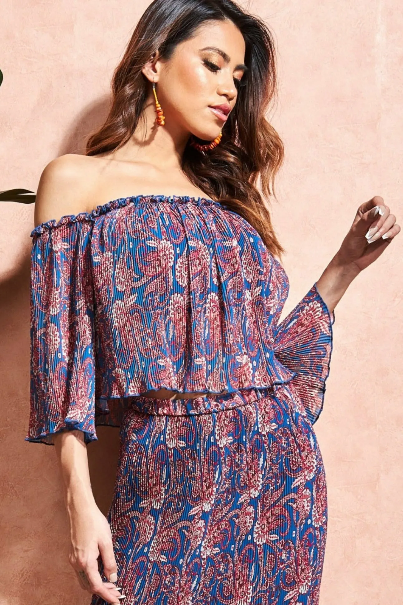 Women City Goddess Off The Shoulder Printed Crop Top