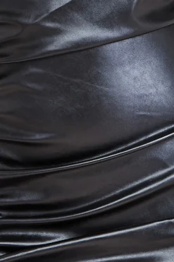 Women City Goddess One Shoulder Faux Leather Mini Dress