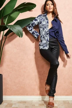 Women City Goddess Two-Toned Contrast Shirt