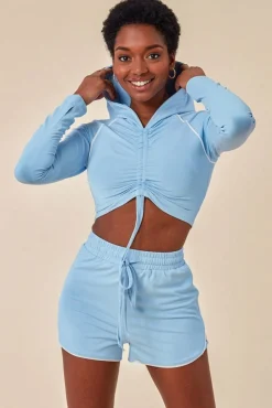 Women Cosmochic Jersey Short Set With Drawstring Top