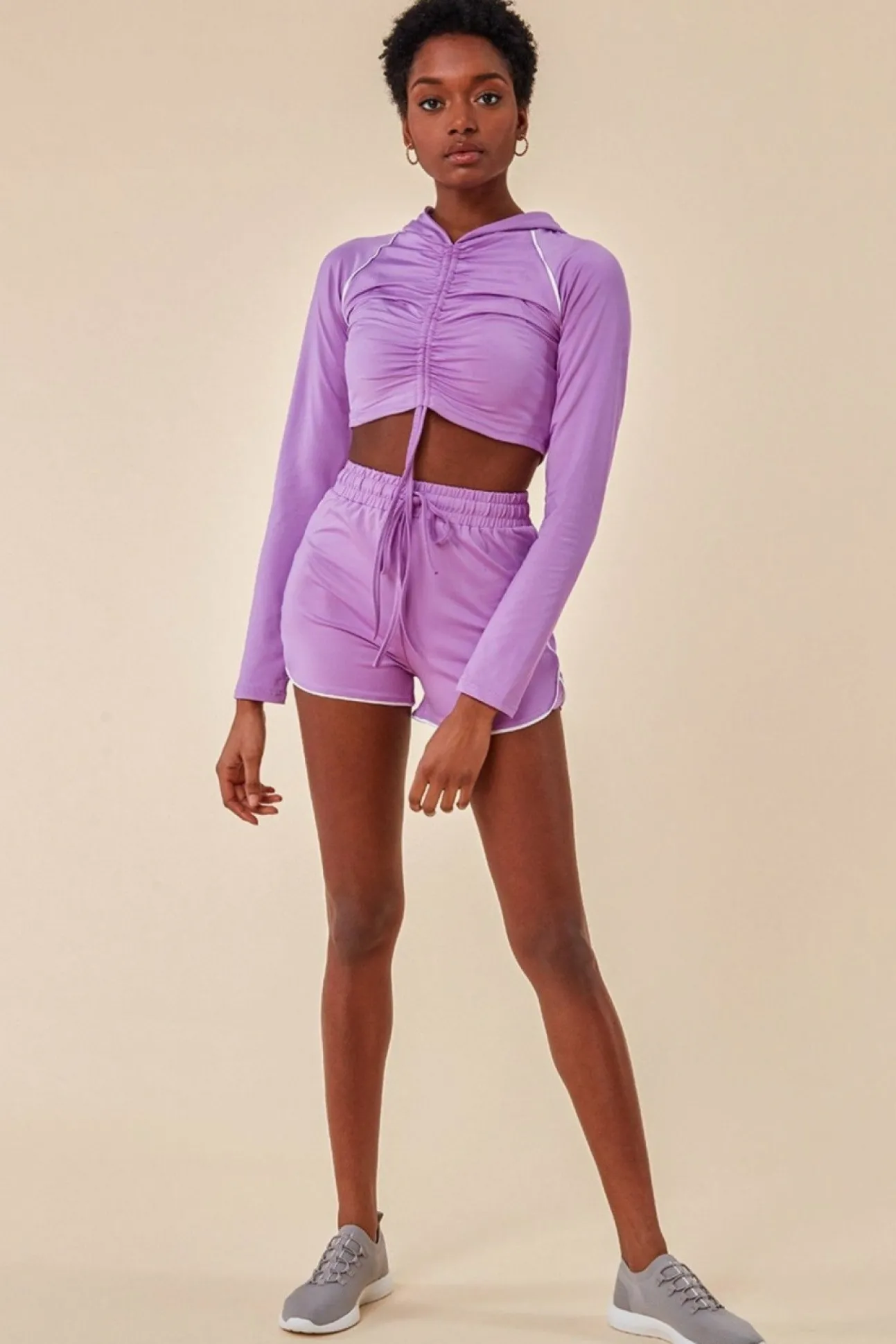 Women Cosmochic Jersey Short Set With Drawstring Top