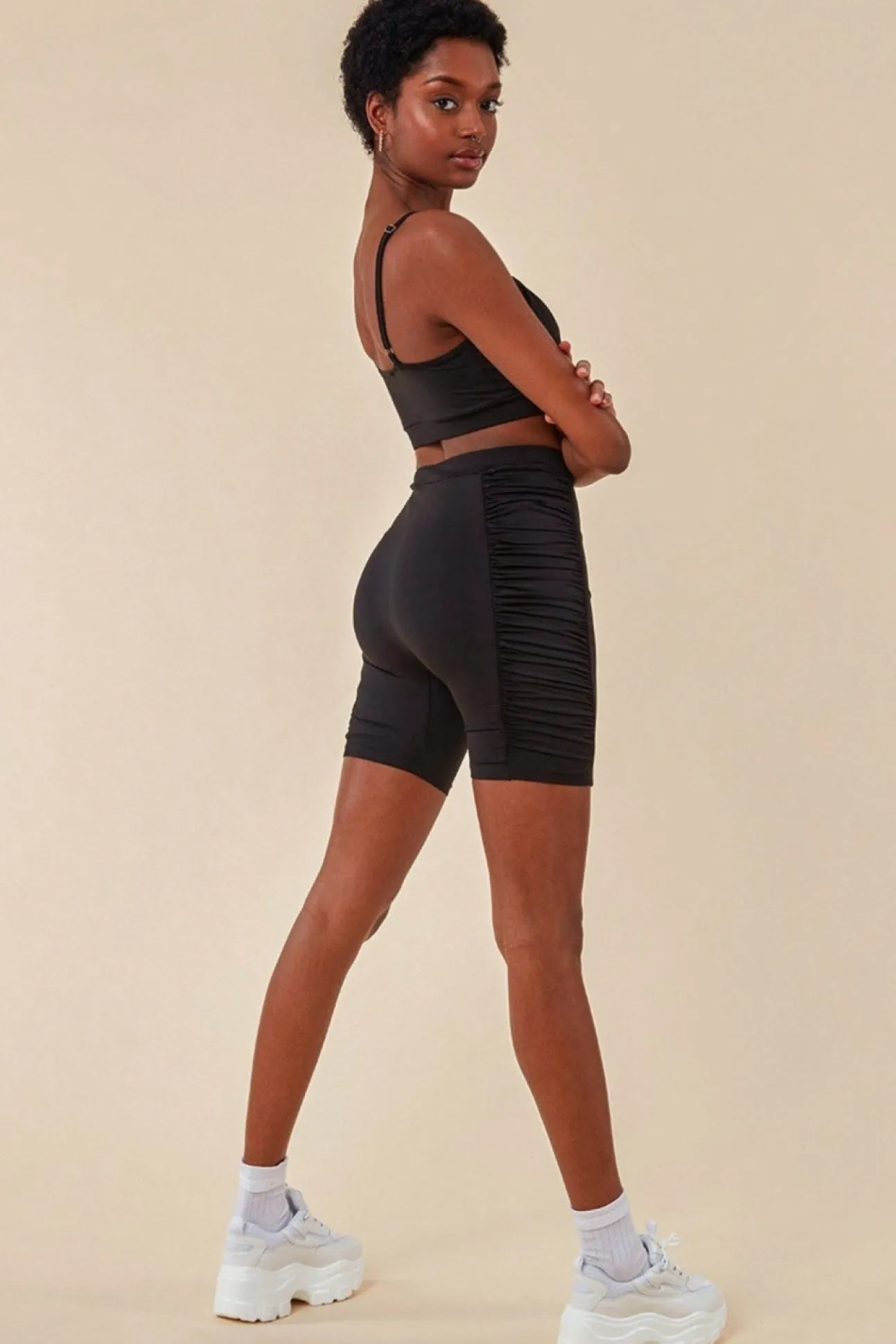 Women Cosmochic Side Detail Bralette & Cycle Short Set
