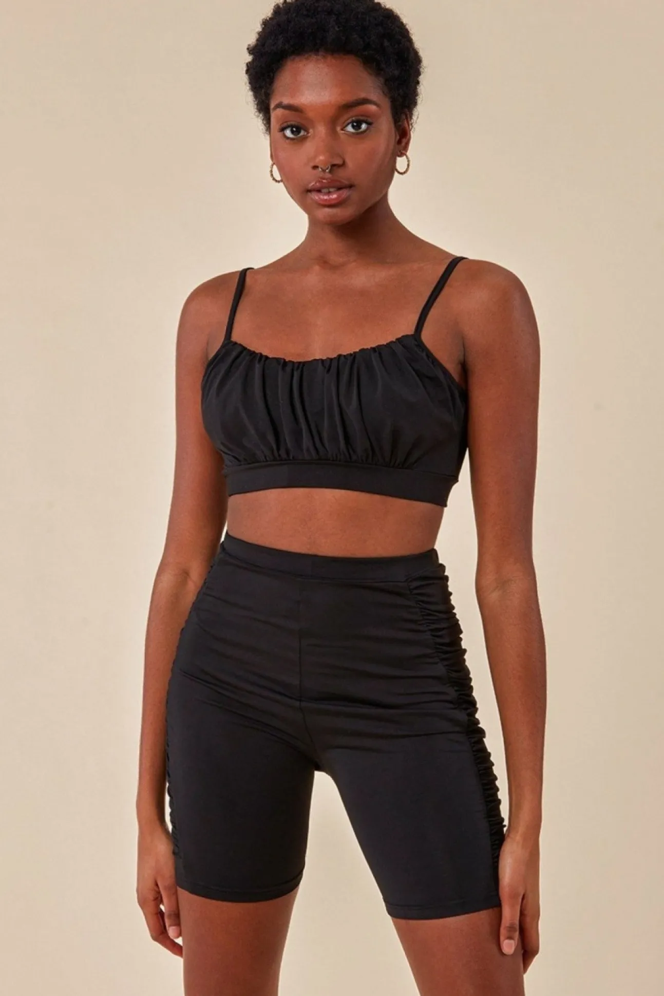 Women Cosmochic Side Detail Bralette & Cycle Short Set