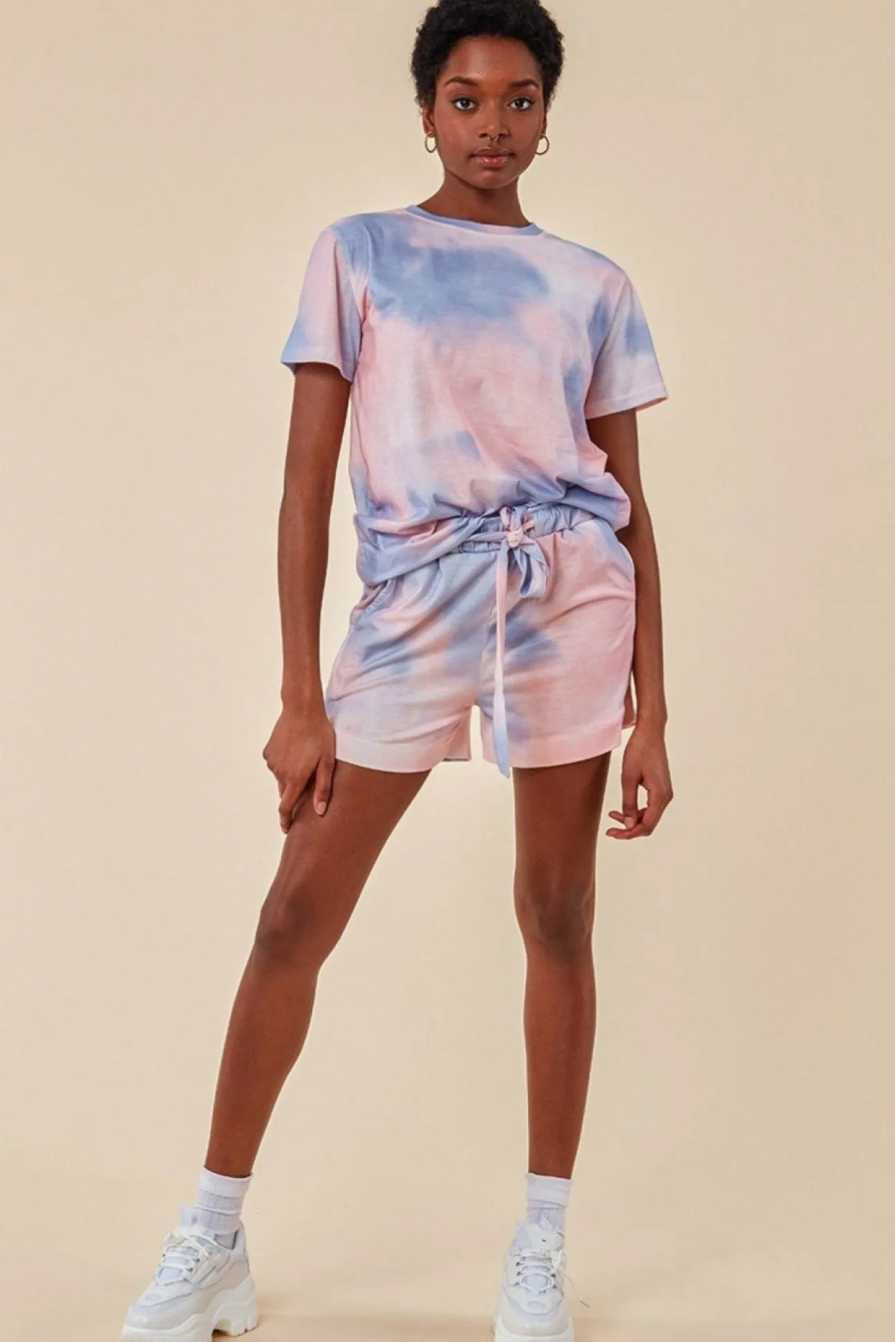 Women Cosmochic Tie-Dye Oversized T-Shirt & Short Set