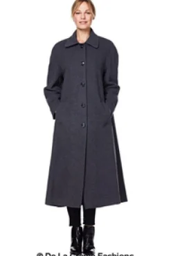 Women De La Creme Fashions Curve Wool Cashmere Blend Long Coat