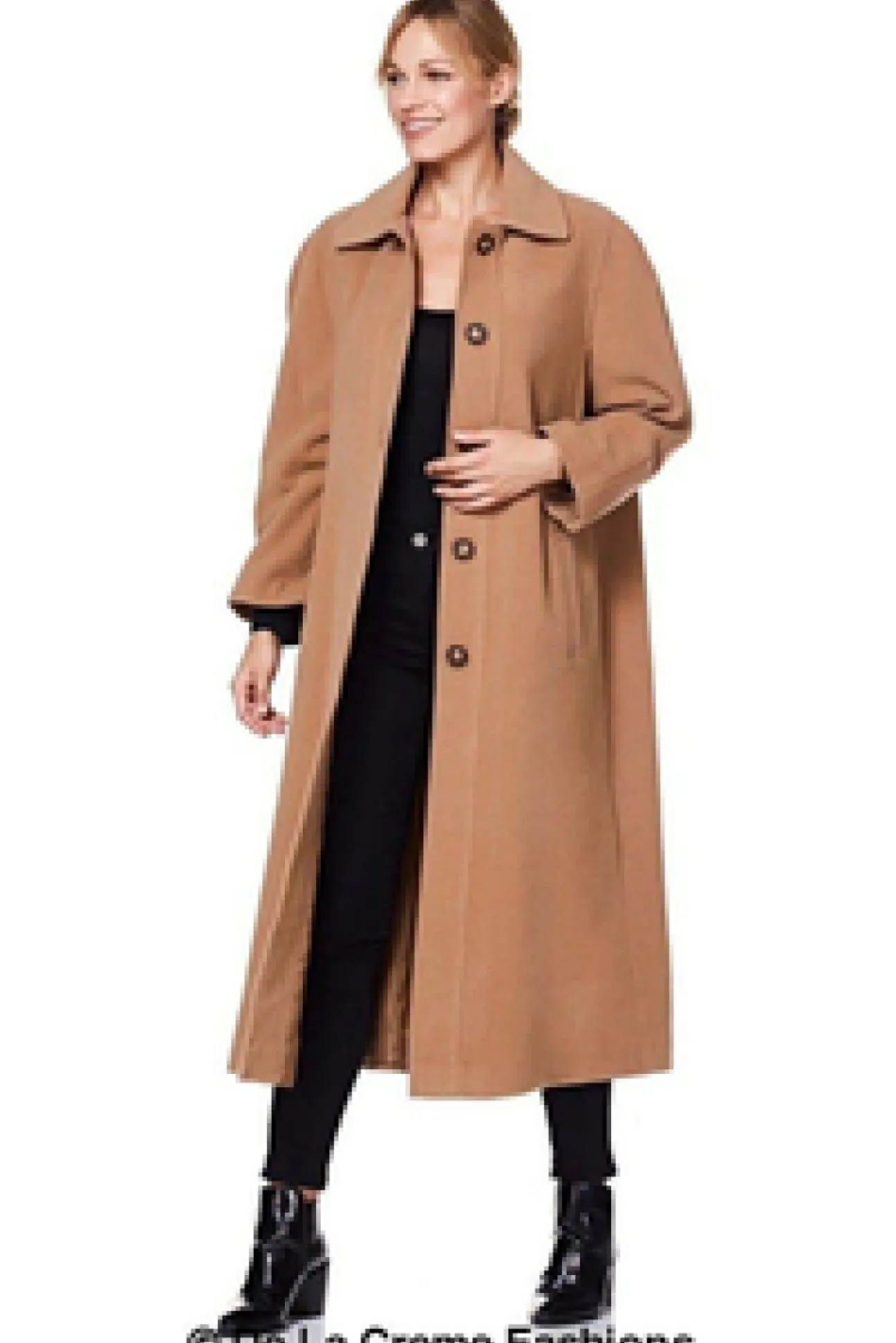 Women De La Creme Fashions Curve Wool Cashmere Blend Long Coat