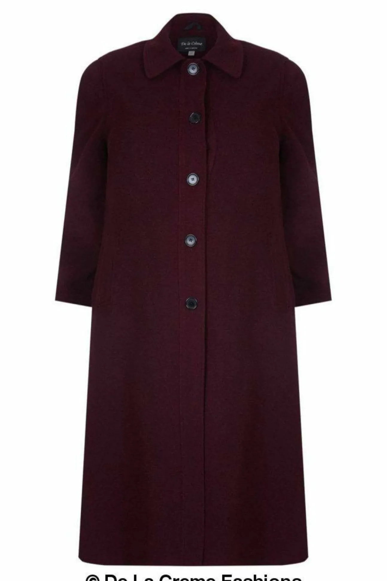 Women De La Creme Fashions Curve Wool Cashmere Blend Long Coat