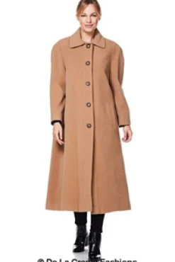 Women De La Creme Fashions Curve Wool Cashmere Blend Long Coat