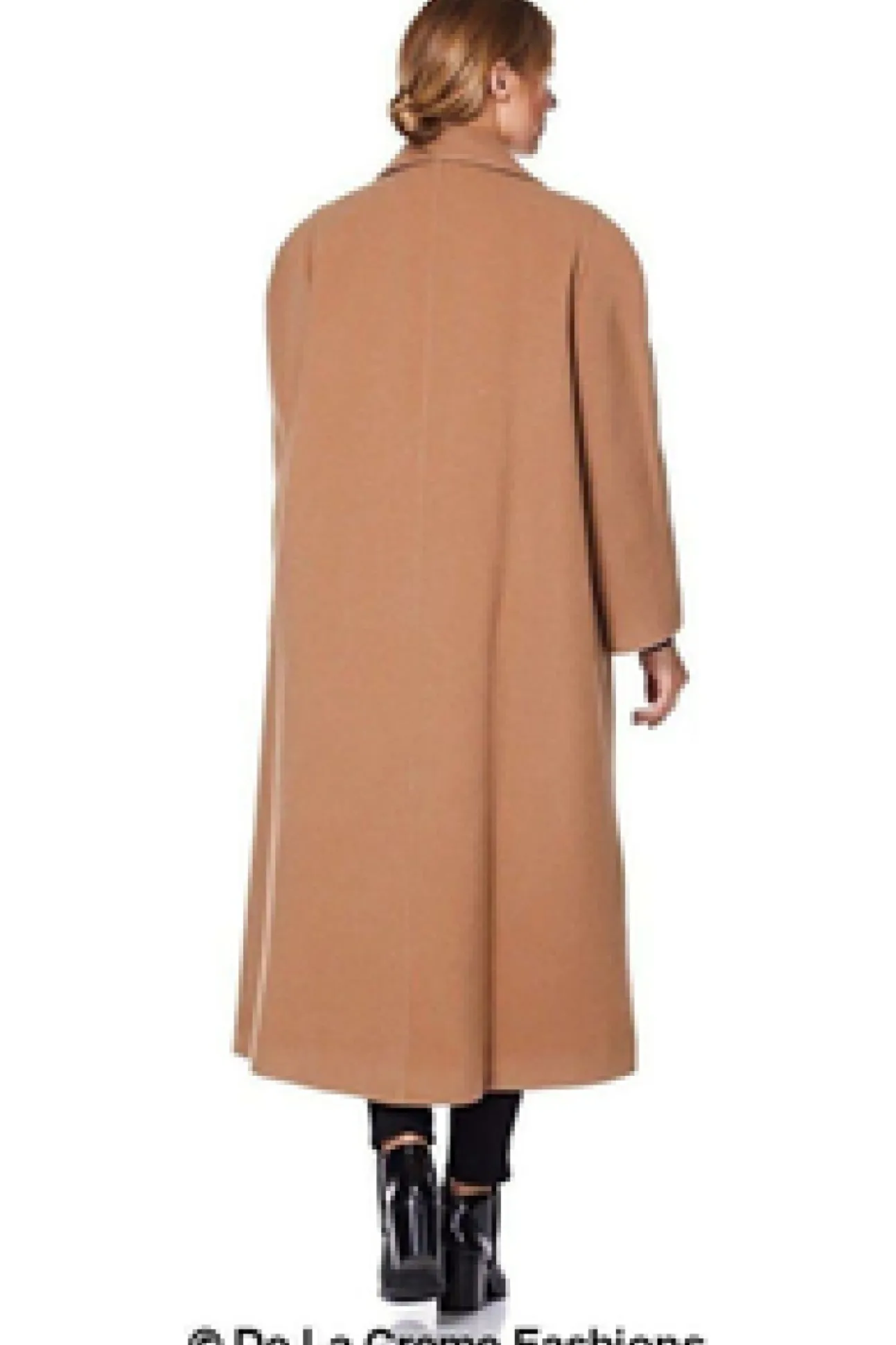 Women De La Creme Fashions Curve Wool Cashmere Blend Long Coat