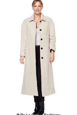 Women De La Creme Fashions Curve Wool Cashmere Blend Long Coat