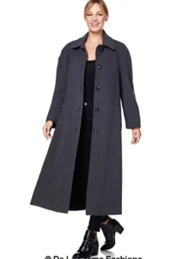 Women De La Creme Fashions Curve Wool Cashmere Blend Long Coat