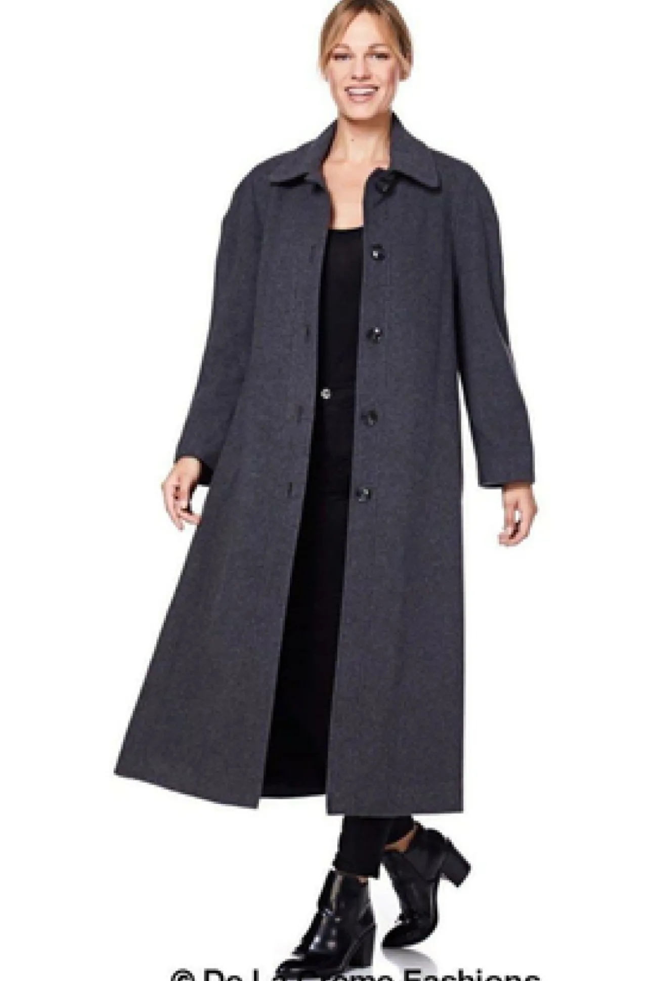 Women De La Creme Fashions Curve Wool Cashmere Blend Long Coat