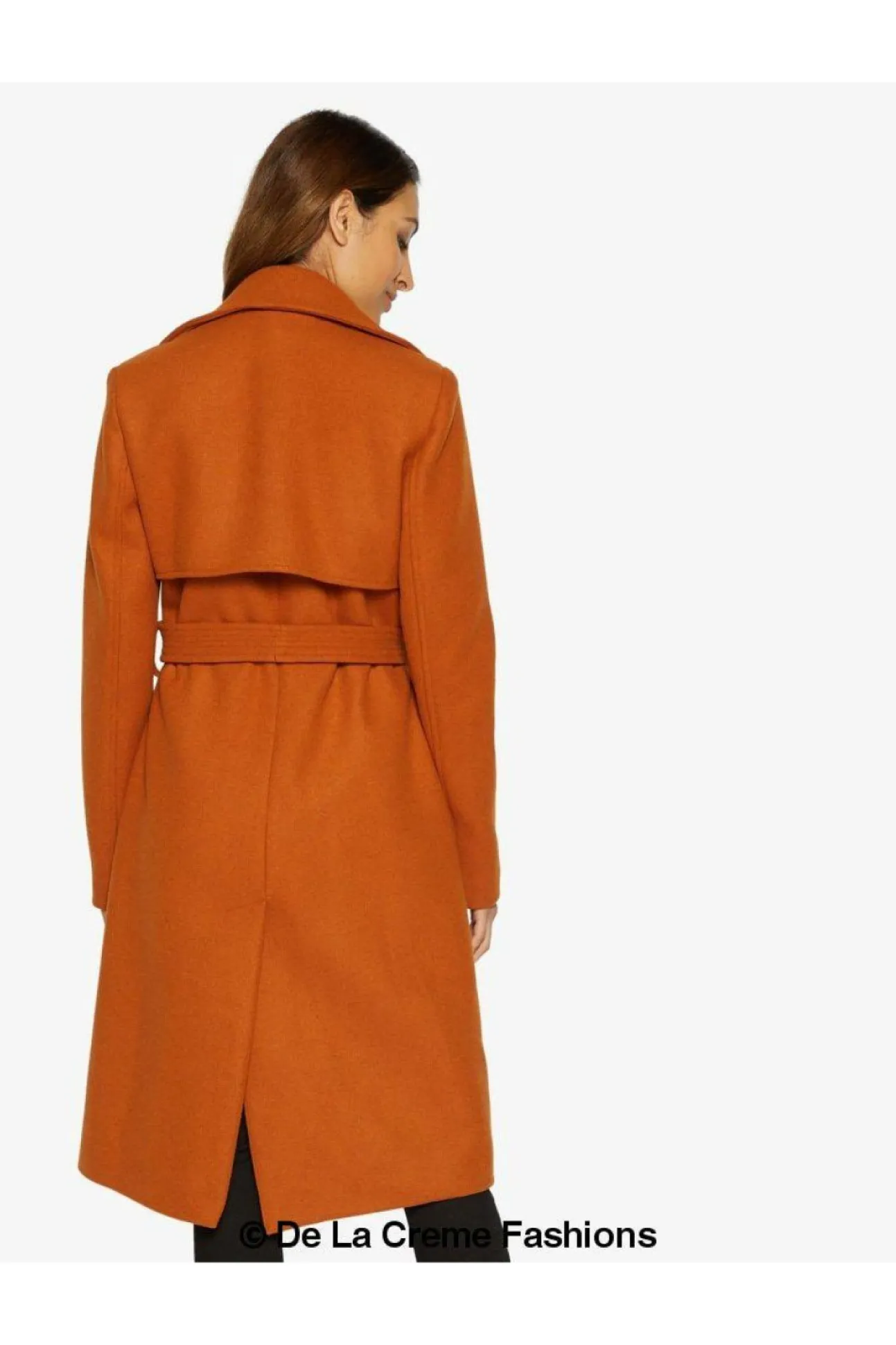 Women De La Creme Fashions Dina Lapel Collar Duster Coat With Belt